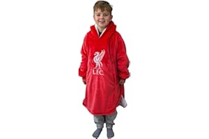 Character World Liverpool FC Official Hugzee Wearable Hooded Fleece, Super Warm Premium Sherpa Lined, Liverpool FC Design