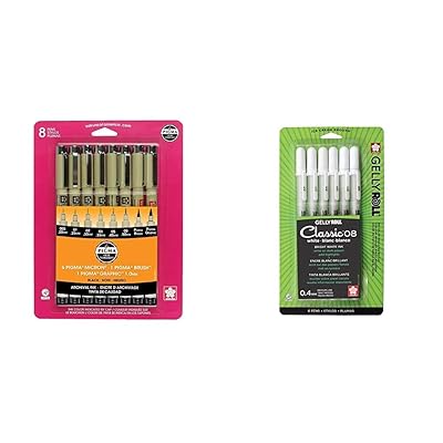 Sakura 8-Piece Pen Set, Black White, Micron, Kuwait Ubuy