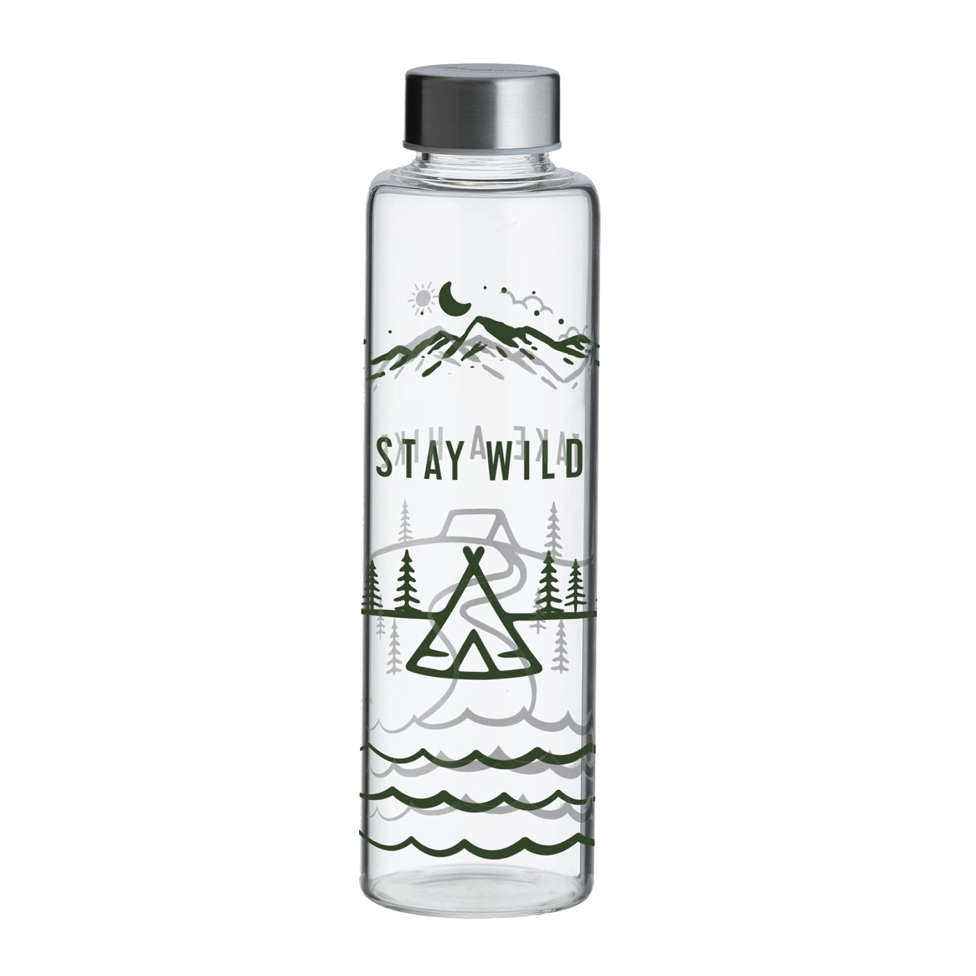 Typhoon PURE Stay Wild Glass Water Bottle, 600 ml
