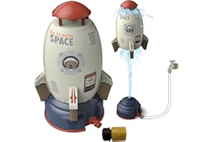 Flexyony Rocket Sprinklers Toys Water Splash Rocket Outdoor Water Play for Kids Rocket Sprinklers Toy Water Blaster Rockets Summer Garden Lawns Water Toys Spray for Kids 3 Years and Up (Gray)