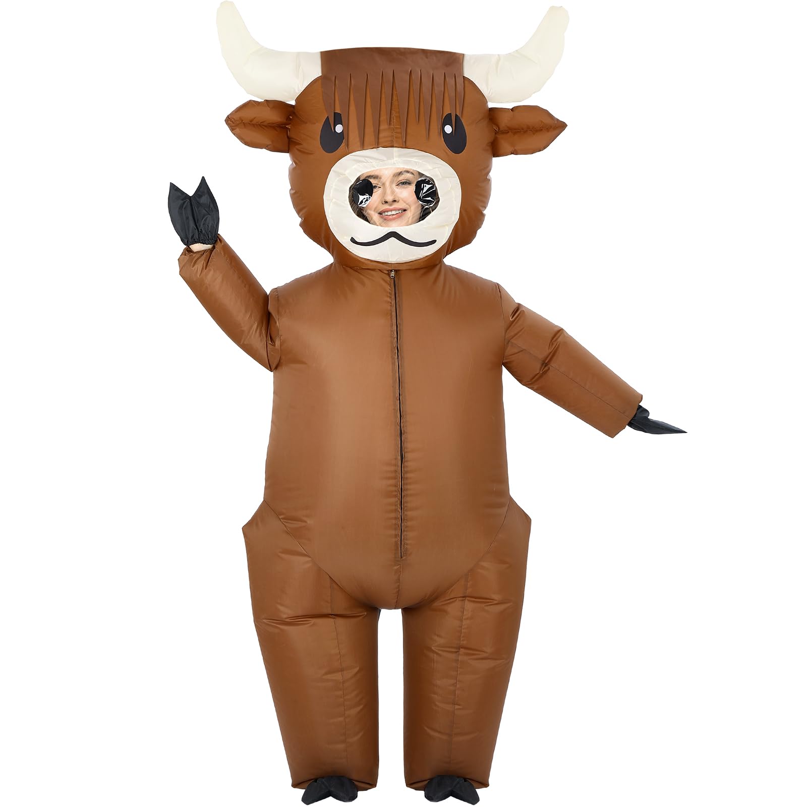 Photo 1 of WinnerWhy Halloween Adults Inflatable Highland Cow Costumes Full Body Highland Cow Blow up Costumes for Halloween Cosplay