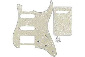 IKN 4Ply Aged Pearl HSS Pickguard Scratch Plate Guitar BackPlate Set for Standard ST Modern Style Guitar Part