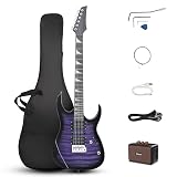 Ktaxon 39" Electric Guitar with 5Watt Amp, Full Size 170 Model Starter Guitar Kit for Beginners & Professionals W/Bag, Shoulder Strap, Wrench Tool, Plectrum - Tiger Purple