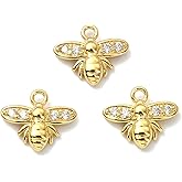 LiQunSweet 20 Pcs Honeybee Charm Cubic Zirconia Honey Bee Charms for Jewelry Making DIY Craft Earring Necklace Bracelet