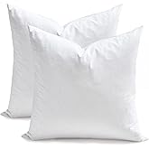 TOPGREEN Feather Down Throw Pillow Inserts 18 x 18, Set of 2, 100% Organic Cotton Shell, Soft Decorative Square Pillows Insert for Living Room Sofa, Couch, or Bed (White)