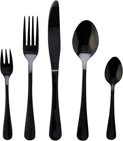 Elegant Life Schwarz Besteck 30 Stuck Schwarz Edelstahl Besteck Set Service Fur 6 Personen Hochwertige Spiegelpolierte Bestecksets Fur Haus Kuche Party Restaurant Amazon De Kuche Haushalt