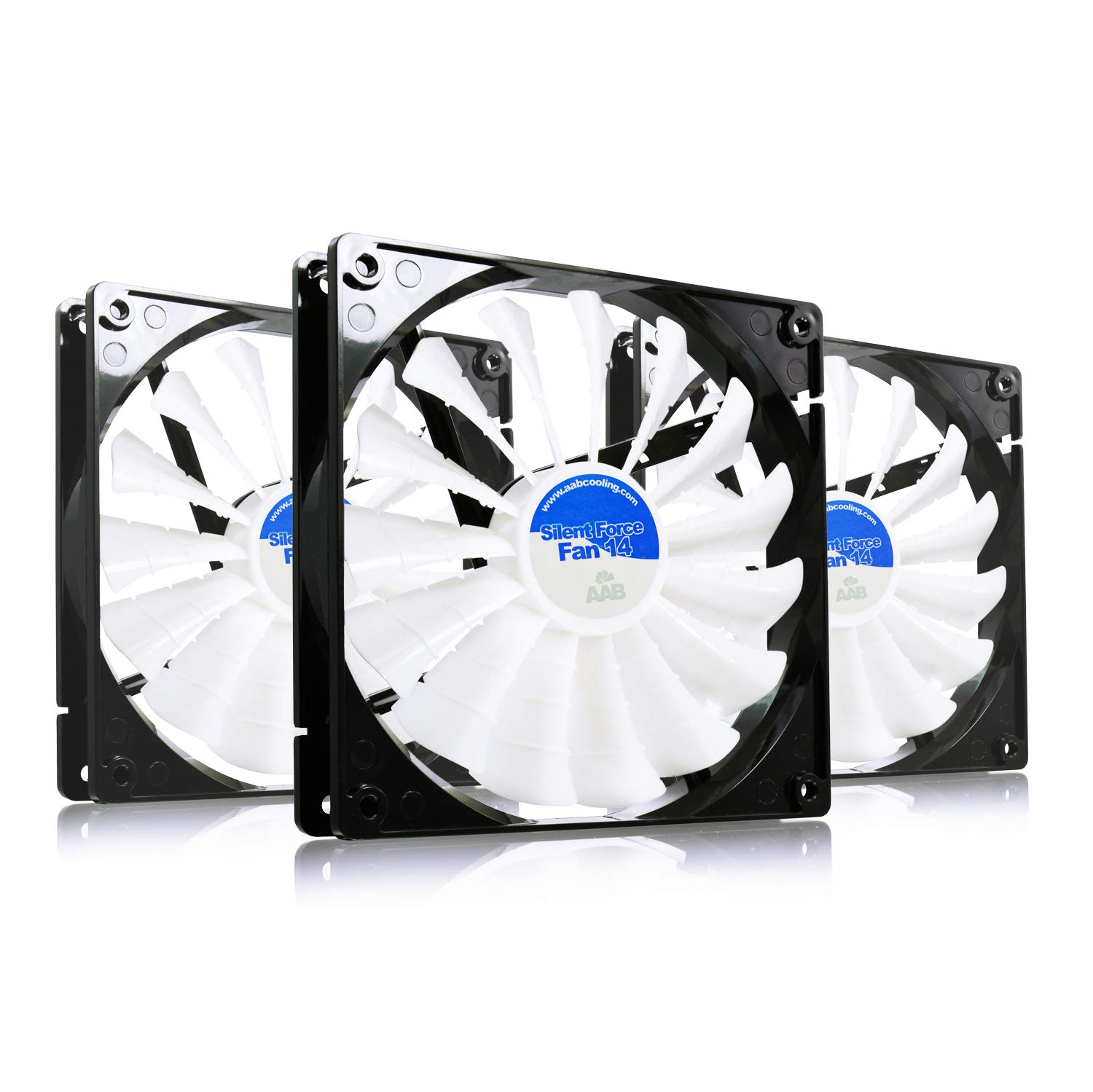 AABCOOLING Silent Force Fan 14 - Silent and Efficient 140mm Fan with 4 Anti-vibration Pads, 140mm Case Fan, CPU Cooling Fan, Air Cooler, Quiet Fan - Value Pack 3 Pieces, 8.6 dB(A), 58.9 CFM, 600 RPM