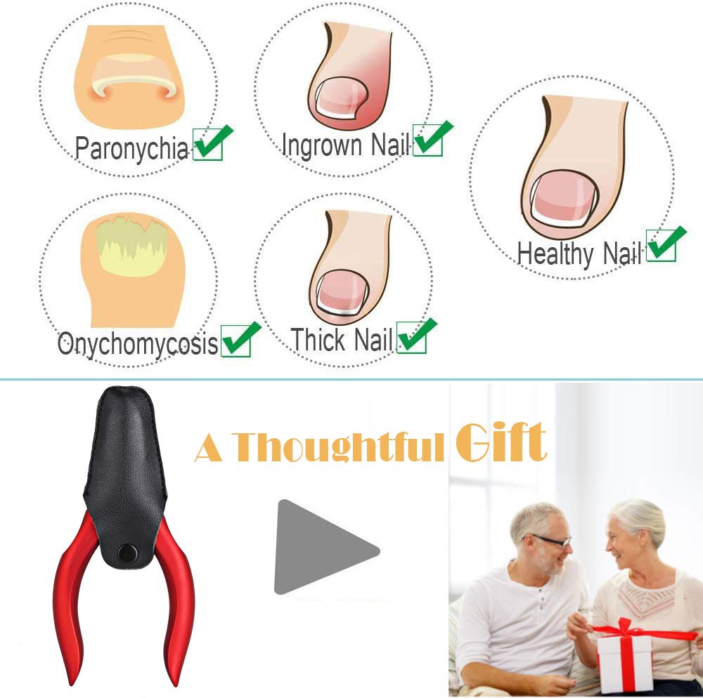 Toenail clippers for elderly, Used For Thick Toenails 、Fungi Toenails 、Ingrown Toenails. Long Handle, Leather Packaging, Safe Storage: Beauty