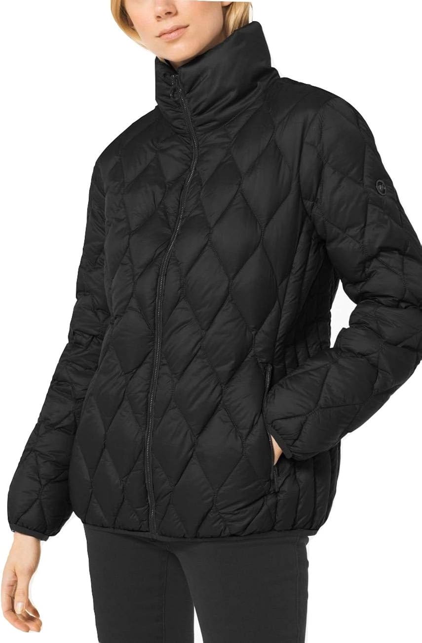 Michael Michael Kors Womens Quilted Nylon Packable Down Jacket Black (M