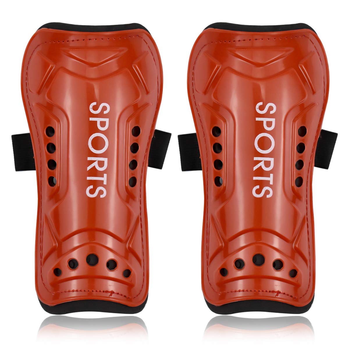 Dokpav Soccer Shin Guards, Football Shin Pads, Kids Youth Shin Guard Socks for Football Games Beginner Elite Athlete Running Jogging Fitness - Children Teenagers Boys Girls (Small-Red)