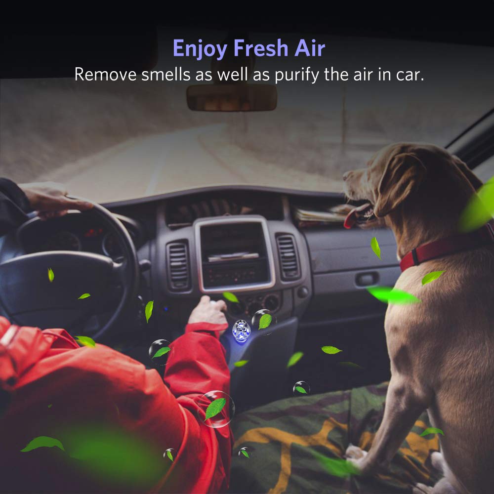 VADIV Purificador de Aire Coche Iónico, Desodorante Purificador Ionizador Elimina Pollen Humo Mal Olor Fumar Ideal para Automóvil o RV y Coche Regalo (sin Perfume)