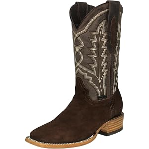 Mens Brown Western Dress Cowboy Boots Classic Suede Leather Square Toe