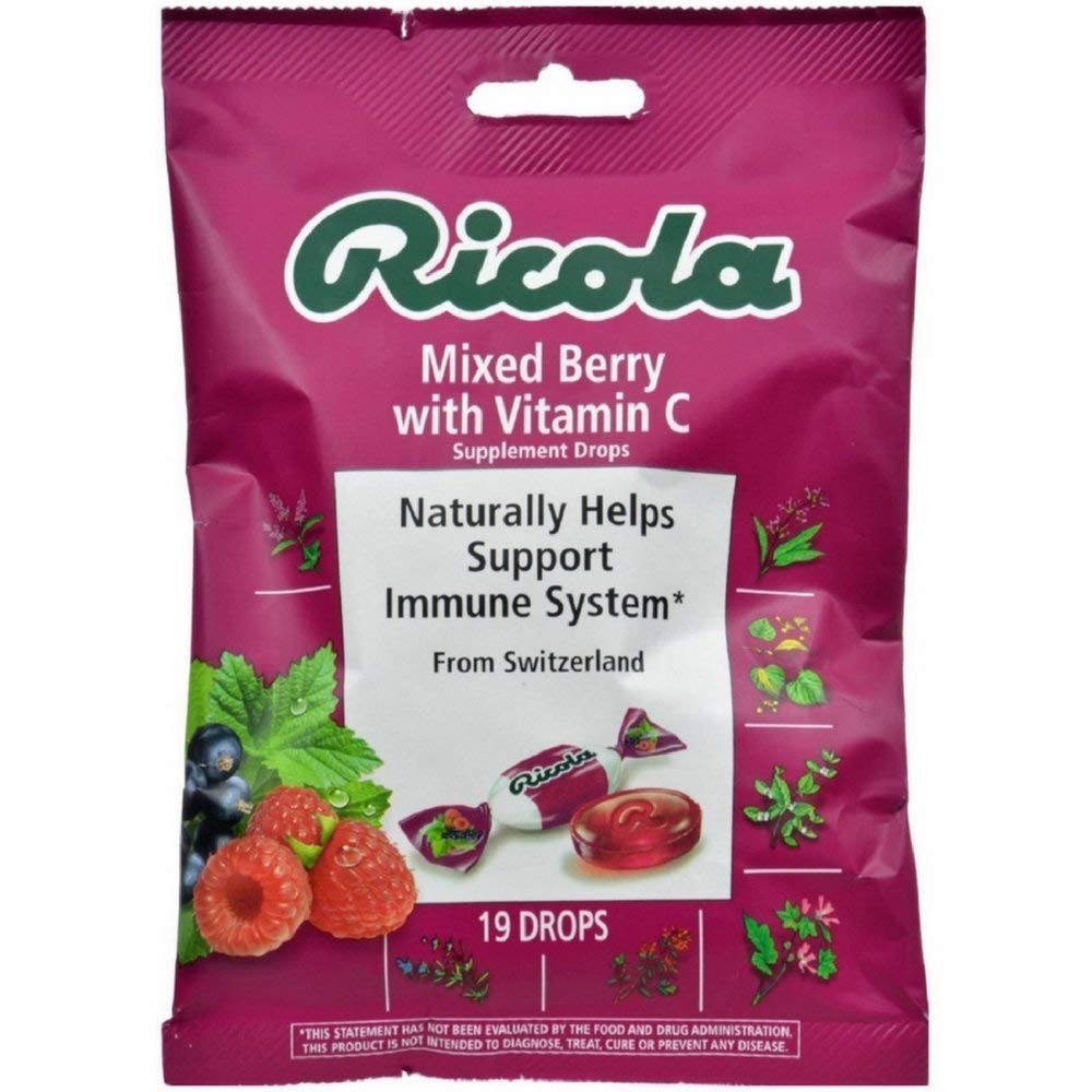 Ricola Supplement Drops With Vitamin C, Mixed Berry 19 ea(Pack of 12)