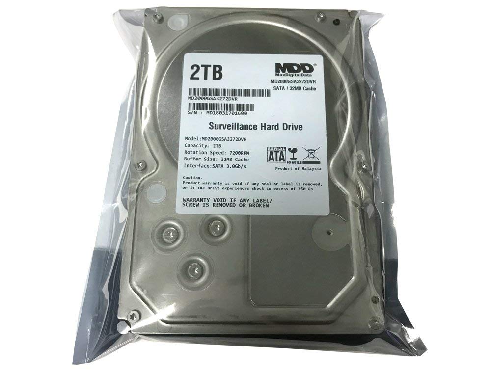 MDD MAXDIGITALDATA MaxDigitalData 2TB 32MB Cache 7200PM SATA 3.0Gb/s 3.5'' Internal Surveillance CCTV DVR Hard Drive (MD2000GSA3272DVR) - w/2 Year Warranty (Renewed)