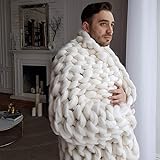 clootess Chunky Knit Blanket Merino Wool Hand Made