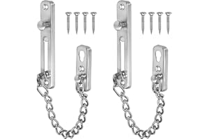 ECOMAID 2PCS Chain Door Guard Lock with 8 Screws, Heavy Duty Polished Door Latch, 304 Stainless Steel Security Door Latch Loc