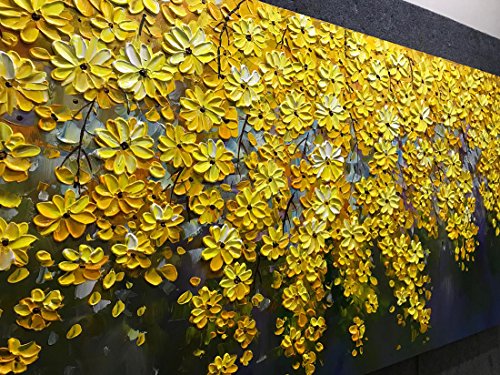 V-inspire Art, 24X48 Inch Oil Paintings on Canvas Brilliant Flowers Art 100% Hand-Painted Abstract Artwork Floral Wall Art For livingroom Bedroom Dinning Room Decorative Pictures Home Decor