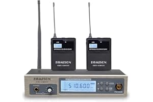 KOMISON UHF Mono Wireless in Ear Monitor System with Earphone,IEM System, Monitor System, Professional Transmitter and Beltpack Receiver for Studio, Guitar, DJ, Live Performance(Gold)