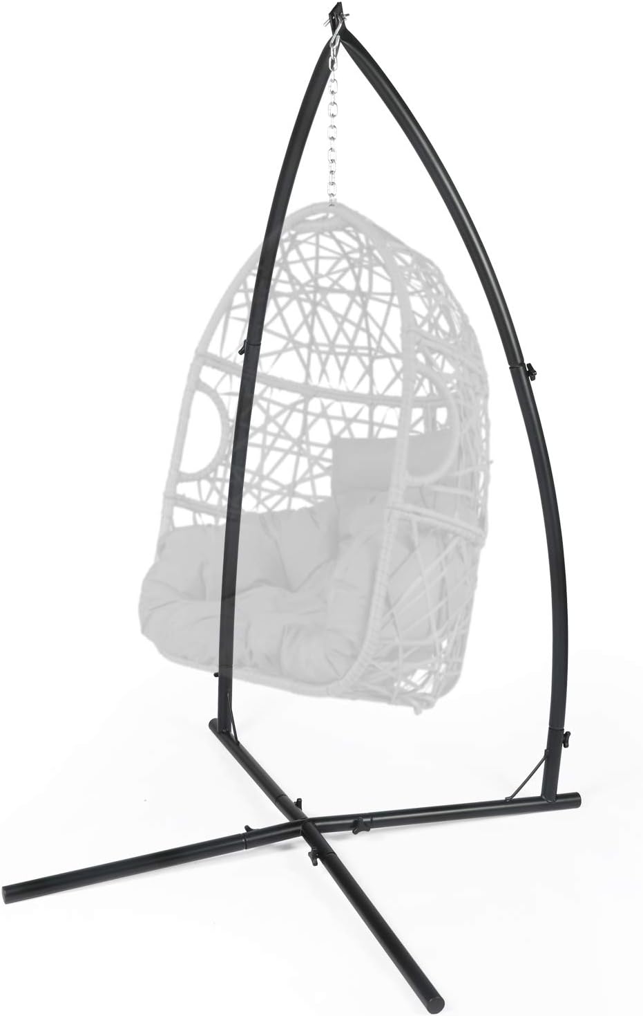 YILI C-Shape Hammock Chair Stand, Solid Steel 220lb Heavy Capacity, with 2X Hooks, 1x Chain, Indoor/Outdoor use, Rack Stand for Hanging Chair, Tree Tent, Air Porch Swing, Loungers, Yard, Garden, Patio, Black : Kitchen & Dining