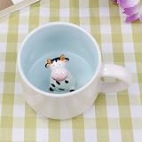 LOZACHE 3D Cow Mug 12oz Cute Inside Cartoon Handmade Figurine Milk Tea Cup