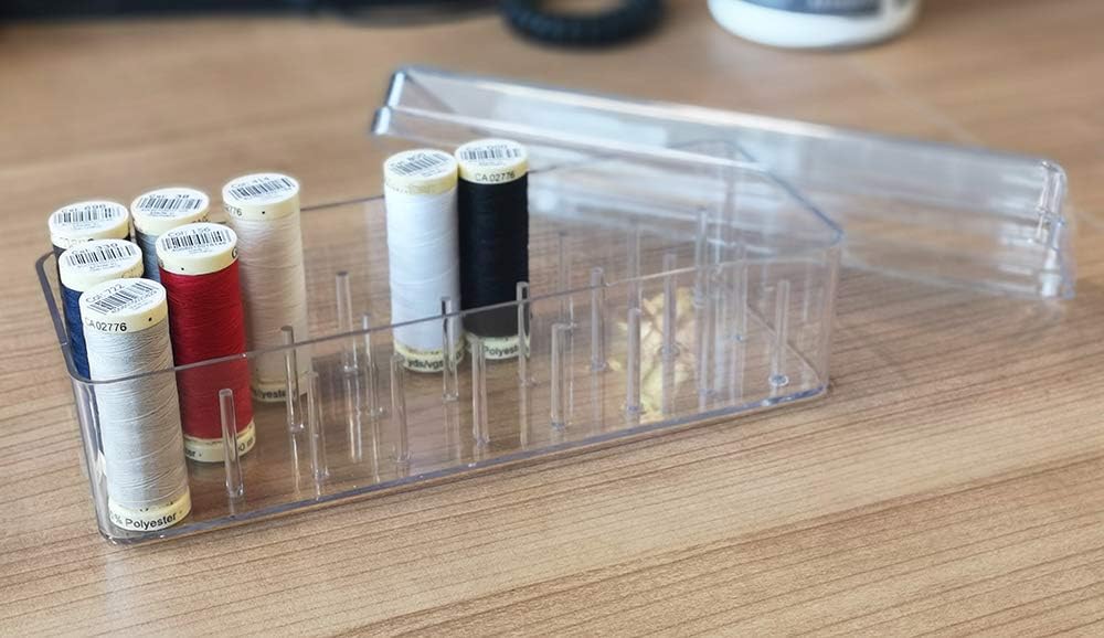 Milward 27 Spool Thread Organiser Box, Clear, 19.5 x 7.5 x 6cm - Image 4
