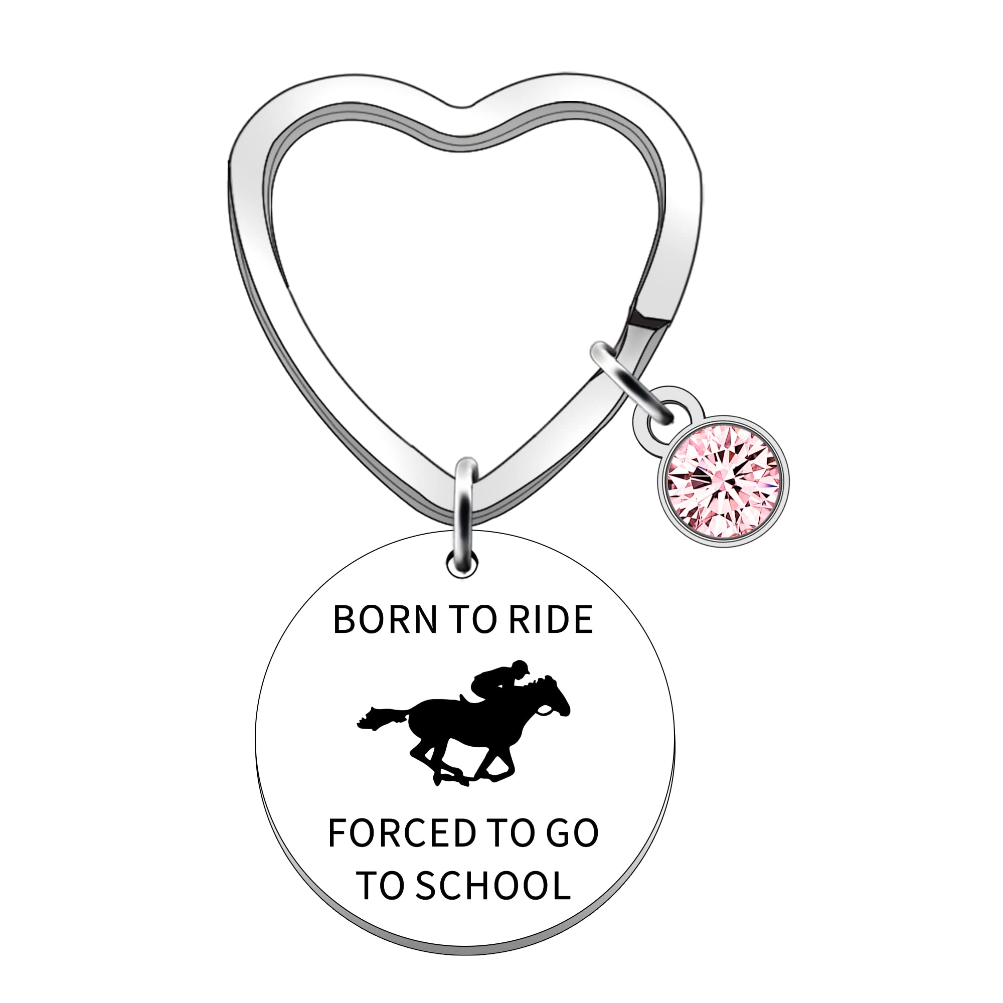 SDOFY Horse Gifts Keyring Horse Gifts for Girls Woman Horse Rider Riding Keychain Born to Ride Forced to Go to School