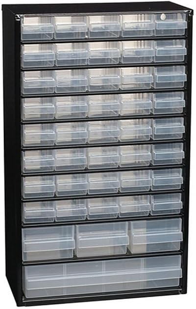 Raaco 126762.0 44 Drawer Steel Frame Parts Storage Organizer Cabinet Clear