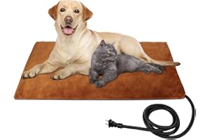 GRAWILLE Outdoor Pet Heating Pad for Dogs Cats, Thermostatic Large Heated Bed Warming Mat, Waterproof Indoor Outdoor Dog Cat Heating Pad for Pregnant New Born Feral Cats Puppy (Brown)