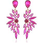 FENBORY Rhinestone Statement Earrings Cluster Crystal Drop Dangle Earrings Teardrop Chandelier Earring Dangling Prom Wedding Bridal Earrings for Women