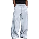 GORGLITTER Men's Wide Leg Baggy Sweatpants Y2K Graphic Zip Hem Casual Workout Athletic Trousers Track Pants