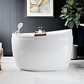 Empava 59-Inch Freestanding Air Jetted Bathtub with Micro Bubble Hydrotherapy | Oval Japanese SPA Design, Pre-Molded Seat, Lu