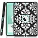 iPad 9.7 2018/2017 Case, iPad A1893/A1954 Case, Hocase Shockproof Dual Layer Hard Shell Rubber Bumper Protective Case with Flower Vine Pattern and Kickstand for iPad 5th/6th Generation - Black/Teal
