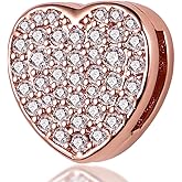 KUNSIR 925 Sterling Silver Clip-On Charm for Reflexions Mesh Bracelet Charm Bead fits Flat charm Bracelets Gift for Women(Heart Shape)