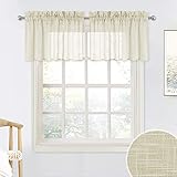RYB HOME Semi Sheer Tiers Pleated Rod Pocket Window