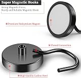 Grtard 4 Pack Magnetic Hooks 100 lbs Neodymium Heavy Duty Kitchen Garage view 3