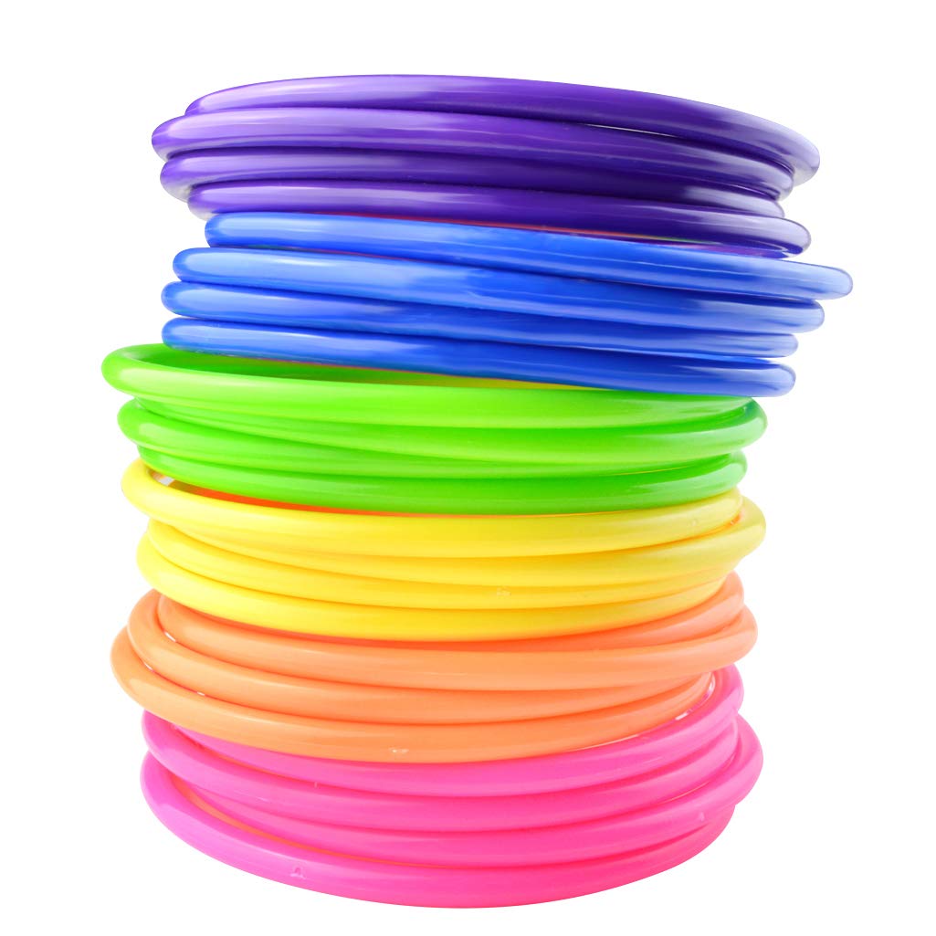 Photo 1 of 24 Pcs Multicolor Plastic Toss Rings Kids Ring Toss Game Carnival Rings for Speed and Agility Practice Games, Garden Backyard Outdoor Games, Bridal Shower Game, Game Booth
