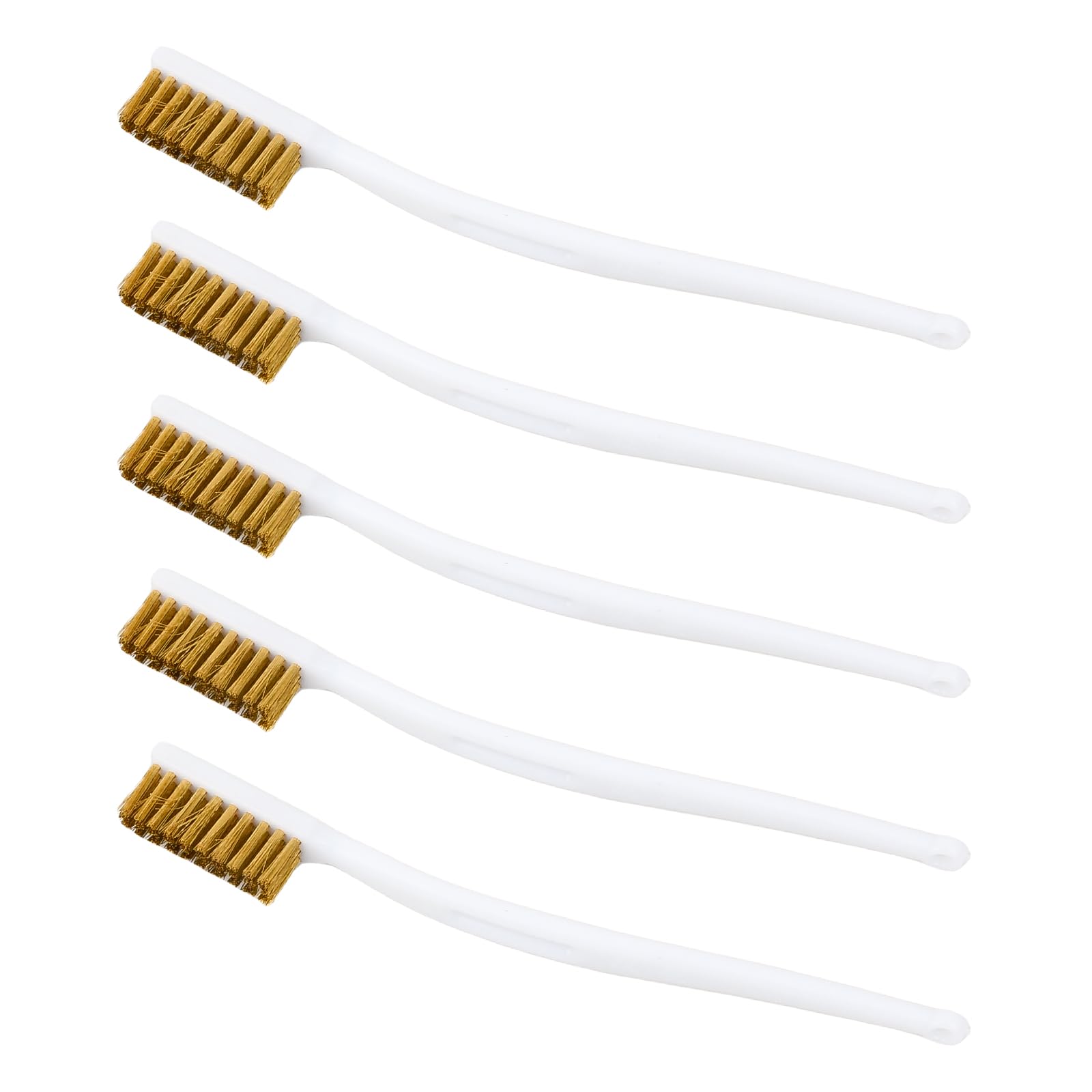 Rundago 5-Piece Mini Copper Wire Brushes Set, Pure Copper Bristles, Straight Wire, Fine Grit, 167mm Length, 16mm Diameter, White, Ideal for Rust Removal and Cleaning