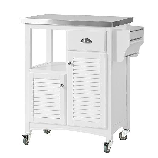 SoBuy® Servierwagen, Küchenwagen,Küchenregal, Rollwagen mit Edelstahlplatte, FKW37-W