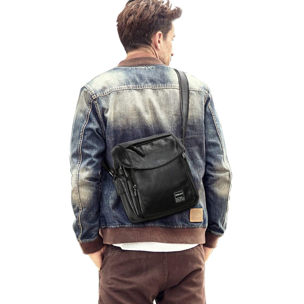 Vbiger Herren Umhängetasche Handtasche Männer Klein Herrentasche Retro Schultertasche Kleine Tasche Herren Schwarz
