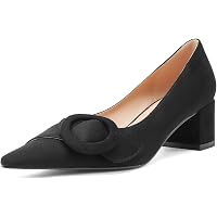 TinaCus Women's Genuine Leather Square Toe Pump - T-Strap Buckle Block Heel Shoes - View #9