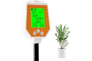 Yewhick Soil Moisture Meter, 6-in-1 Soil pH Meter, Soil Tester for Moisture, Light, pH, EC, Air Humidity, Temp, Soil pH Test Kit, Great for Garden, Lawn, Farm, Indoor & Outdoor Use