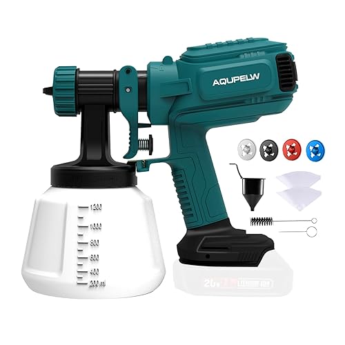 Cordless Paint Sprayer Compatible with Makita 18V Battery, Handheld Paint Gun with 4 Nozzles and 3 Patterns, HVLP Paint Sprayer with 1200ml Container, for Walls, Fences (Battery Not Included)