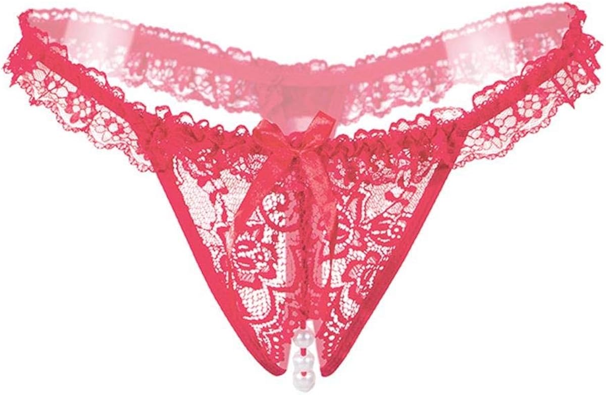 Mutandine Perizoma Escante Con Perle Stimolanti E Pizzo - Taglie Forti 16-20 (Nero O Rosa)