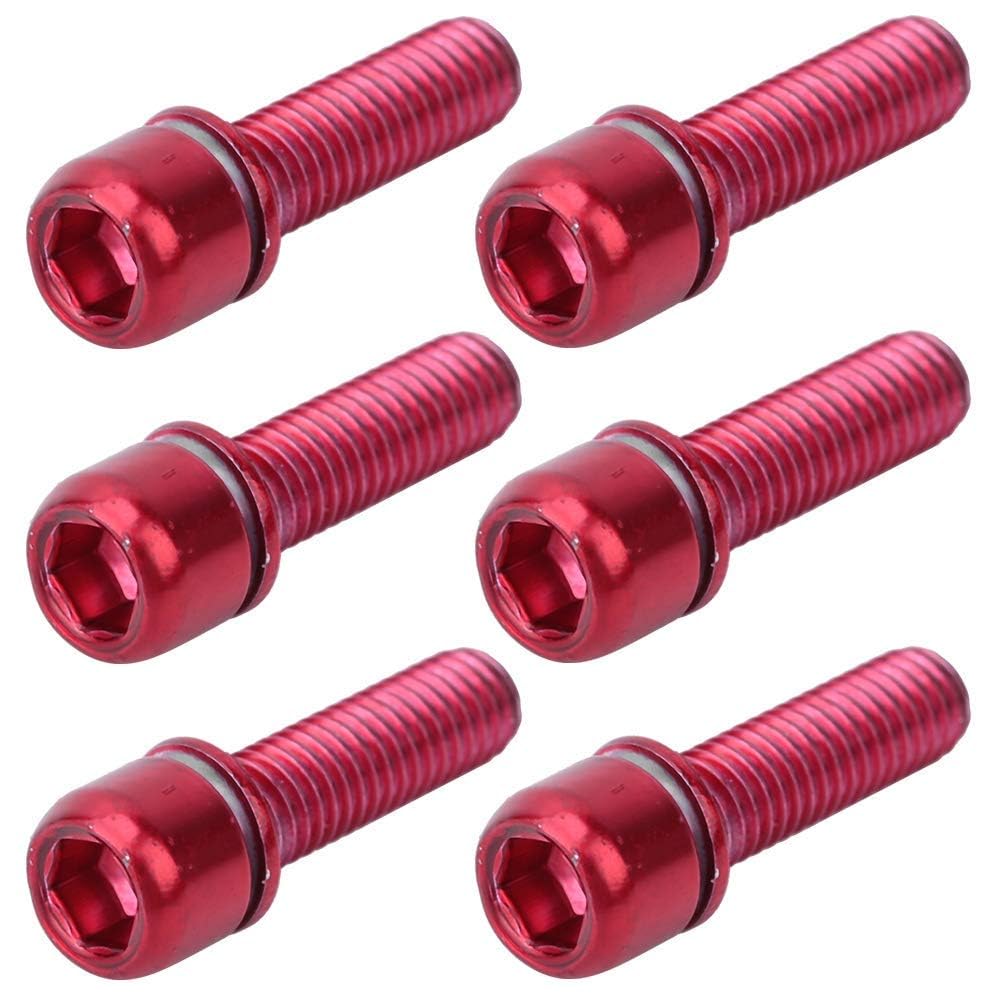 Bike Stem Screws, Bike Stem Screw Steering Handlebar Parts Ti-Alloy with Spacer Bike Accessories Kit (Red)