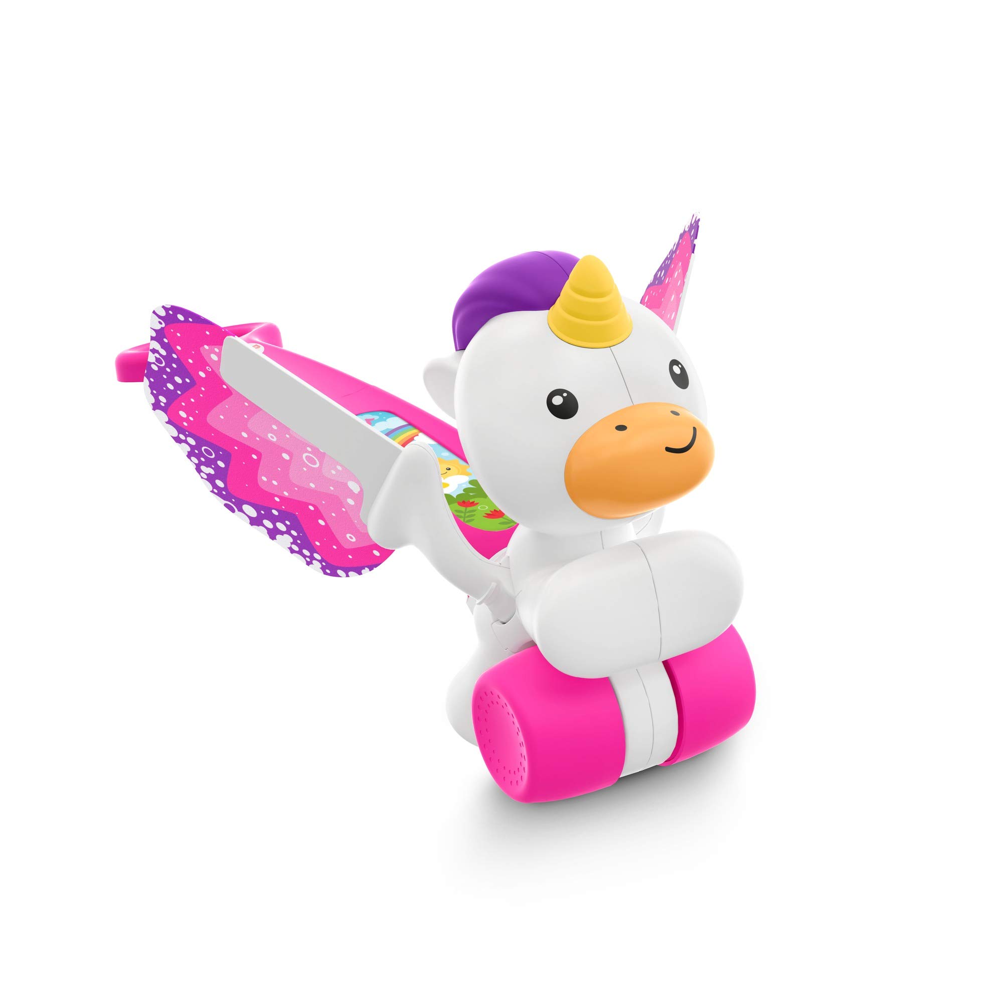Fisher-Price Push & Flutter Unicorn, Pink Push Toy for Baby
