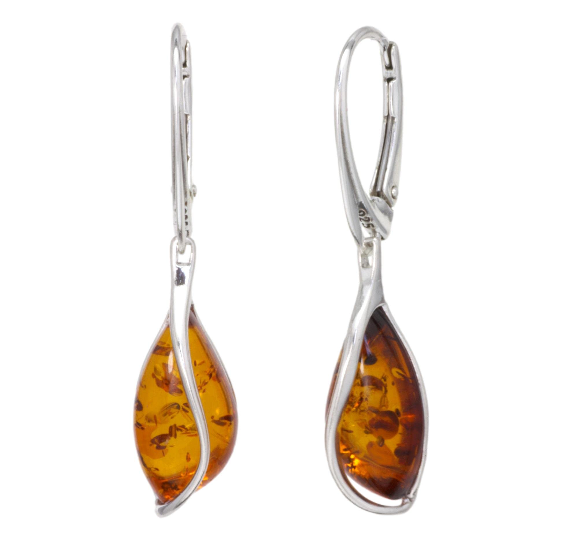 BALTIC AMBER STERLING SILVER 925 Earrings Droop Dangle NATURAL Gemstone Amber Cognac Jewellery For Woman Earrings Sterling Silver