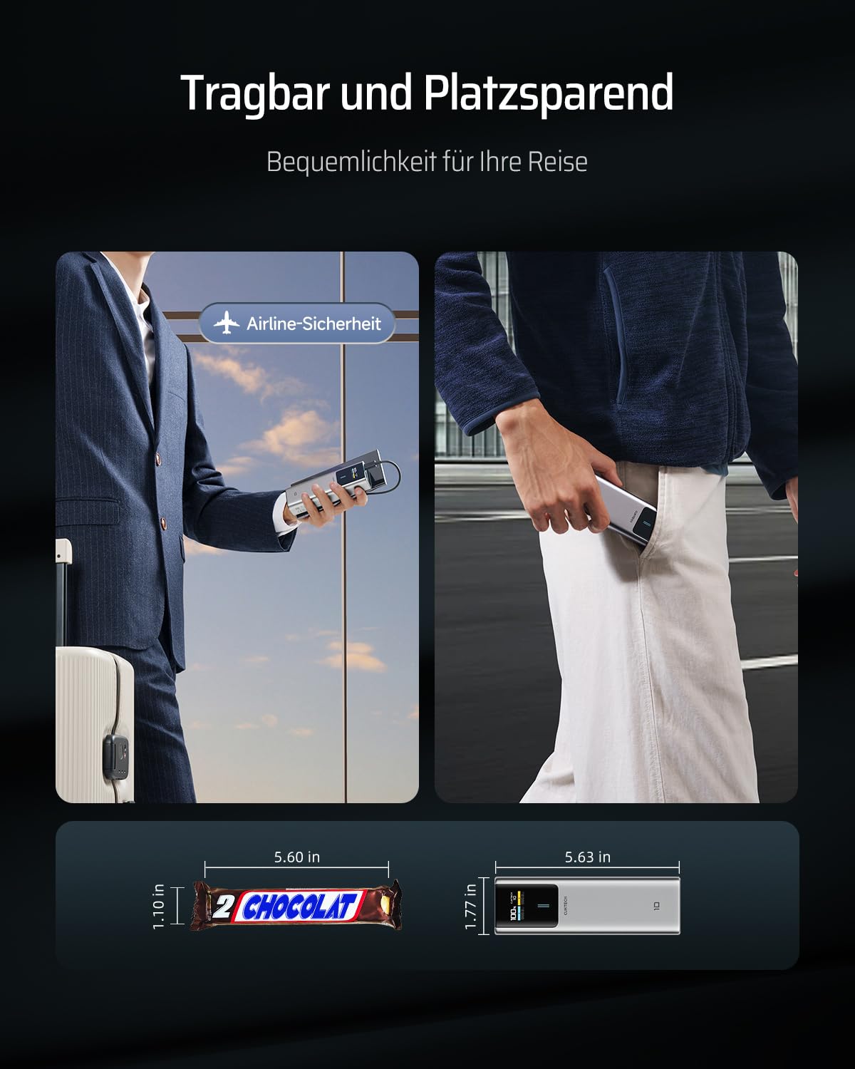 CUKTECH 10 Powerbank 10000mAh (4S1P), 100W Power Bank mit Digitales Display, Externer Handyakku Schnellladefunktion für iPhone 15/14/13 Series, Samsung Galaxy S23, iPad Air/Pro, Xiaomi, MacBook, Dell 2