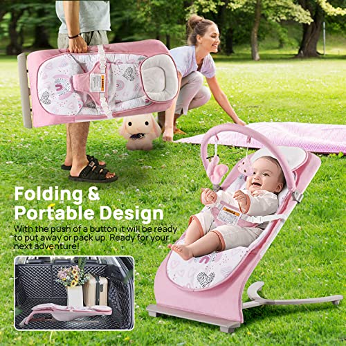 Baby Bouncer for Infants, Baby Bouncer with 3-Point Harness, Infant to  Toddler Rocker Bouncer for Babies with