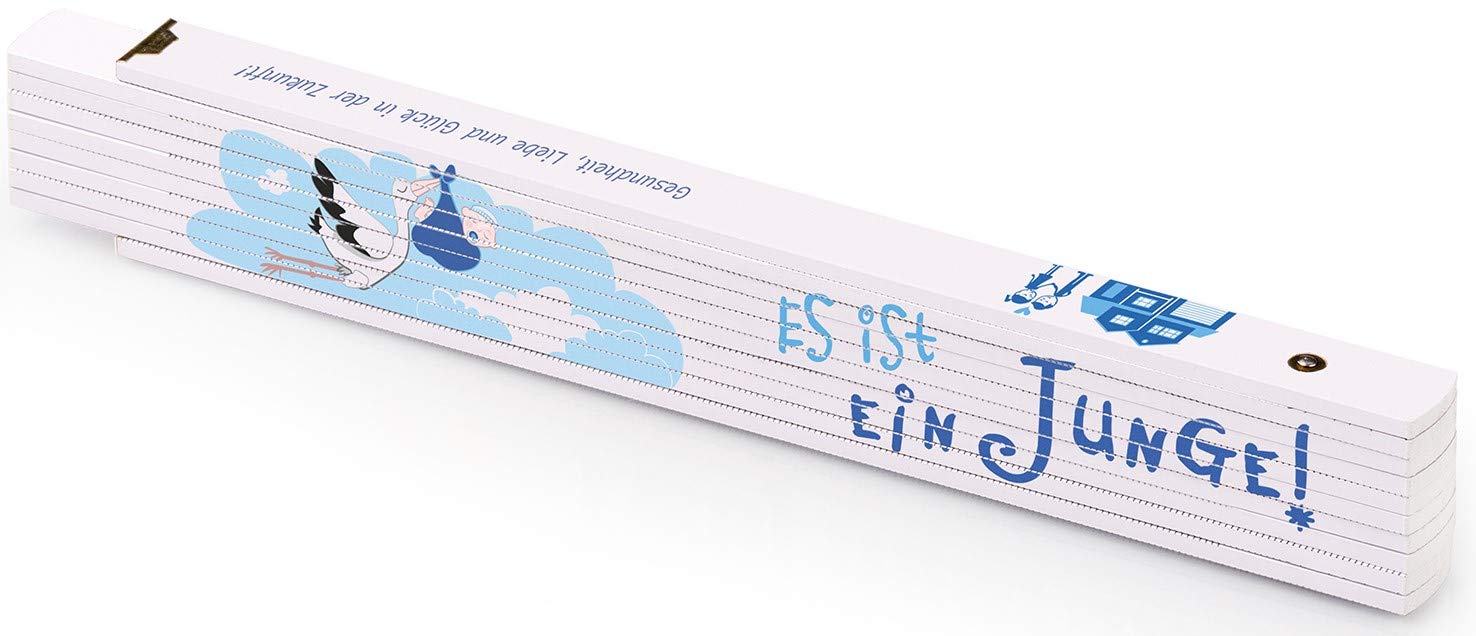 Metrie™ Children's Growth Ruler Folding Ruler Scale 2 m Beech White Colour Duplex Divisions Made in the EU (Boy)