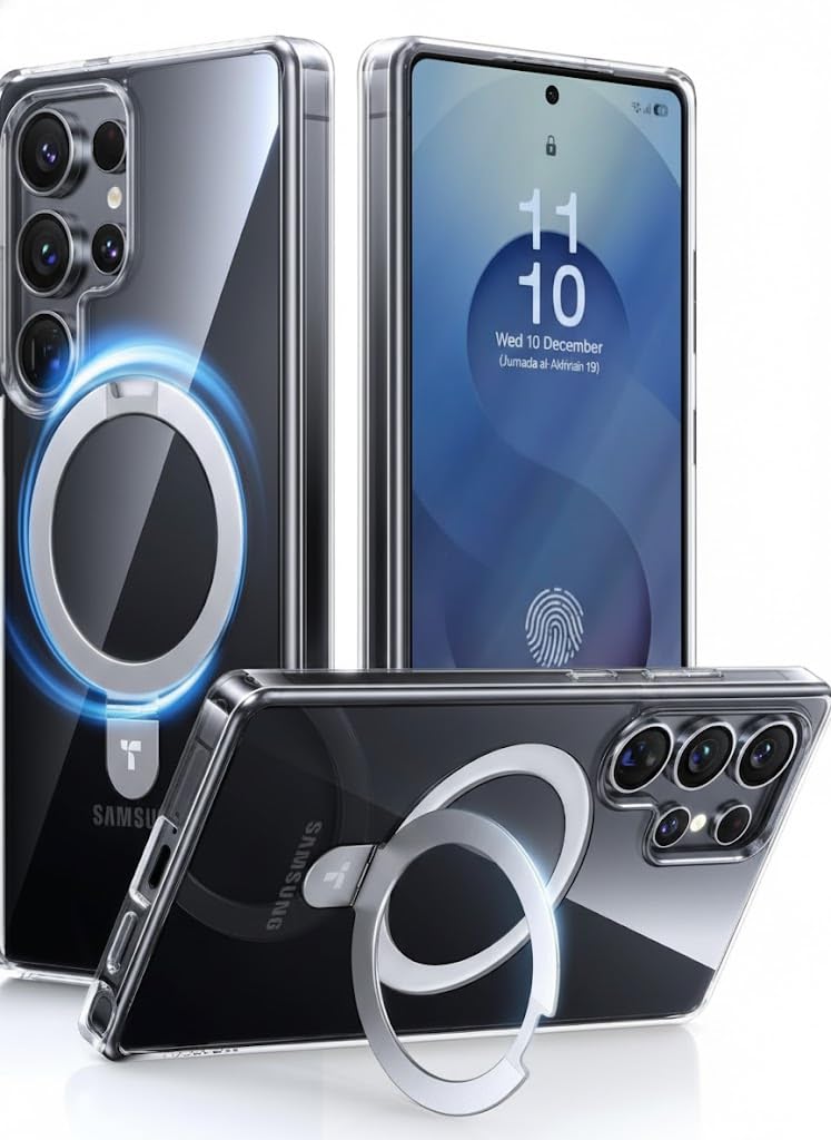 Photo 1 of TORRAS for S25 Ultra Case, [4X Military Grade Drop Tested] [Build in Stand] [Fit for Magsafe] Shockproof Slim Protective for Samsung Galaxy S25 Ultra Case Clear